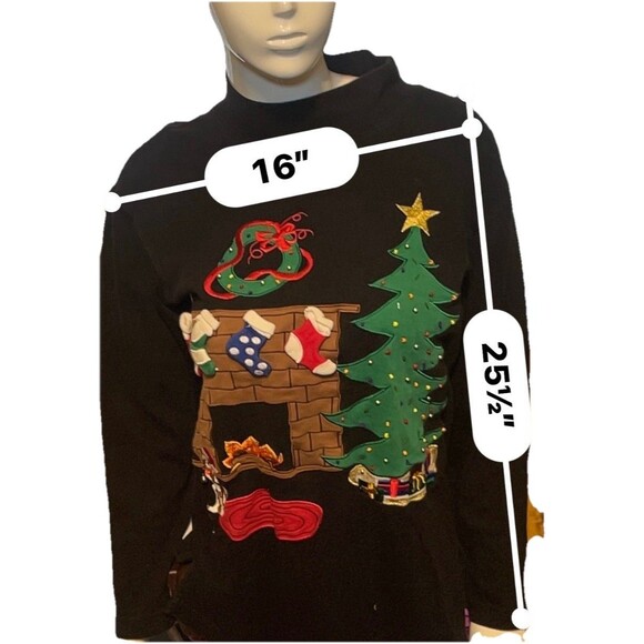 Vintage Bechamel Embroidered 3D Ugly Christmas Sweater Shirt Cat by Fire Size S - Picture 11 of 12